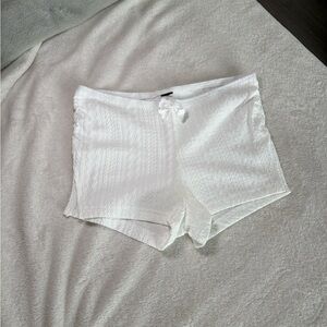 White pajama shorts with side slit